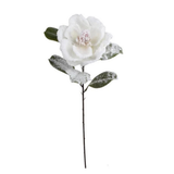 Snowy Cream Magnolia Spray | Frosted Winter Floral Stem | 27.5" Spray-XM14833-CR Green Import