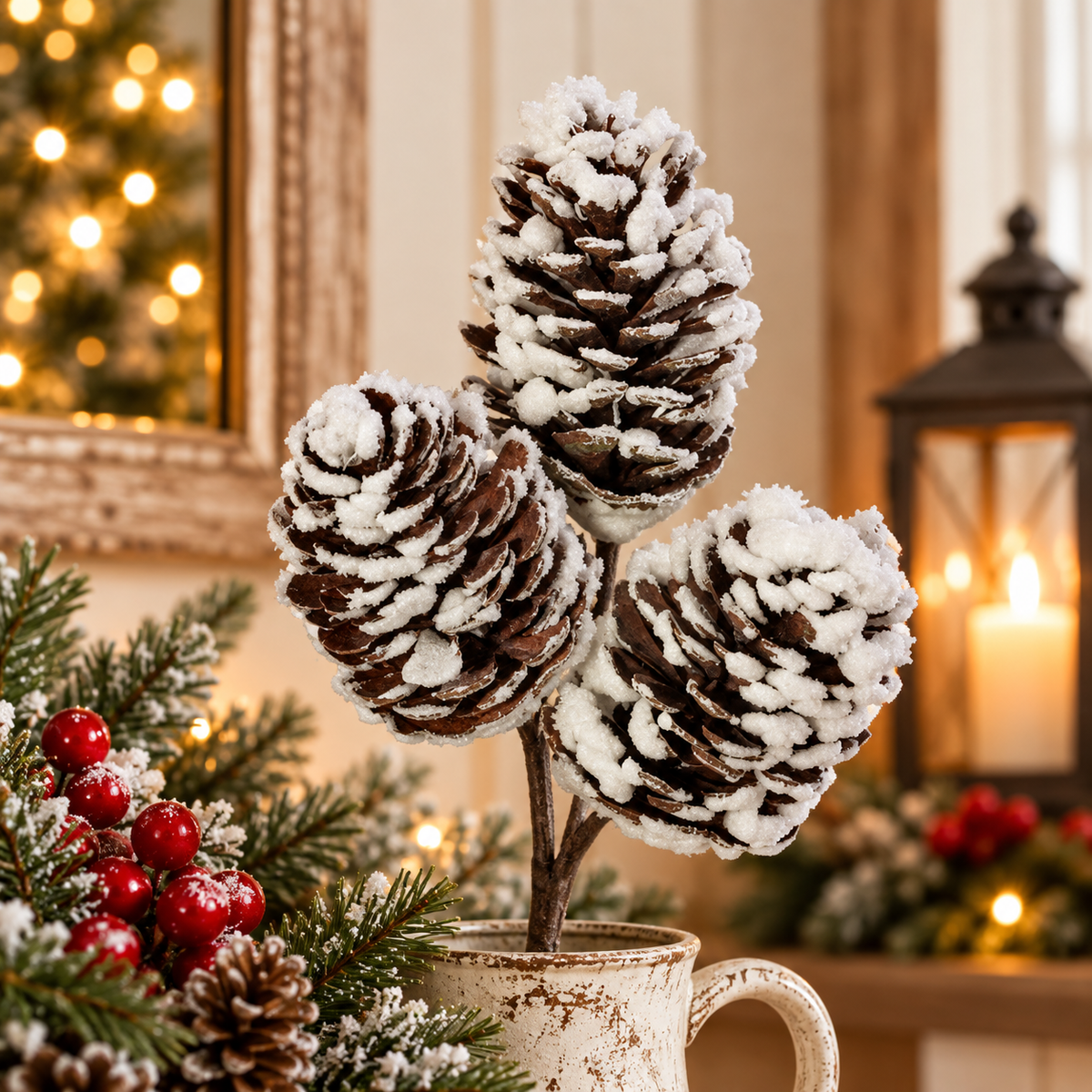 Snowy Pinecone Pick x3 12"-MTX65815 Regency