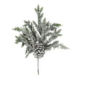 Snowy Pinecone Pine Cedar Pick | Frosted Woodlands Christmas | 18" Pick-85930 Golden Bell