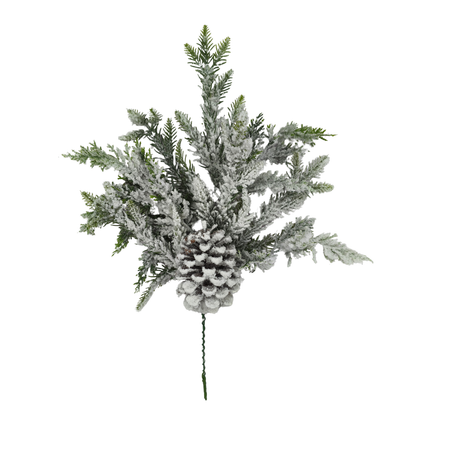 Snowy Pinecone Pine Cedar Pick | Frosted Woodlands Christmas | 18" Pick-85930 Golden Bell