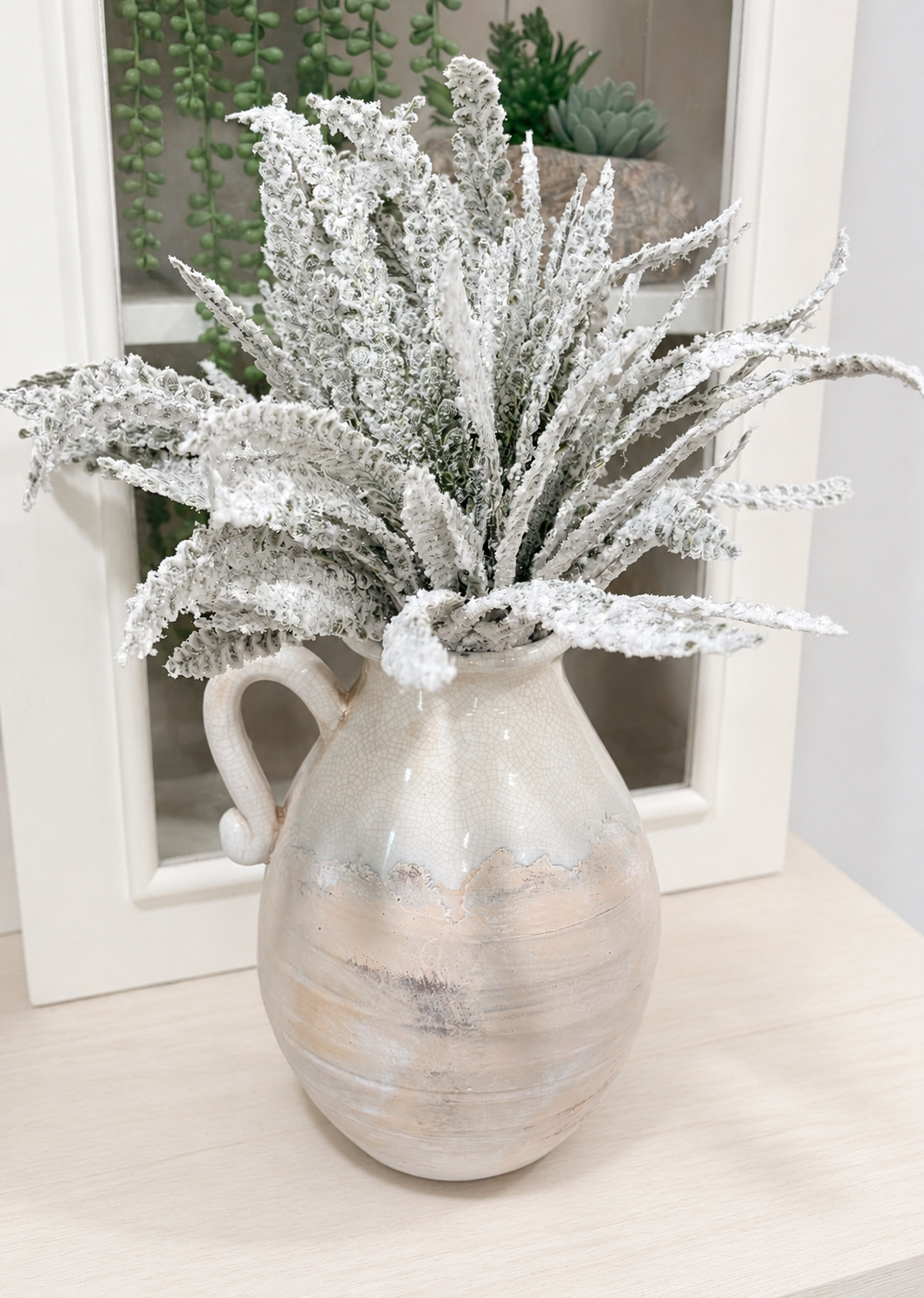 Snowy Button Fern Bush | Frosted Winter Filler | 19" Bush-85806 Golden Bell