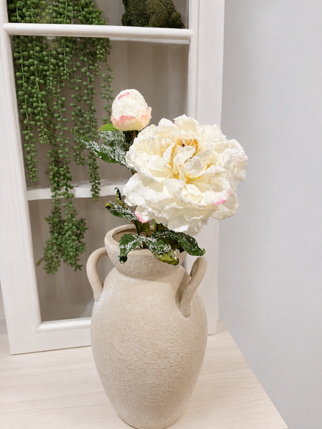 22" Artificial Snowy Peony Spray | White Winter Floral Stem for Christmas & Weddings-FS386127 Craig Bachman