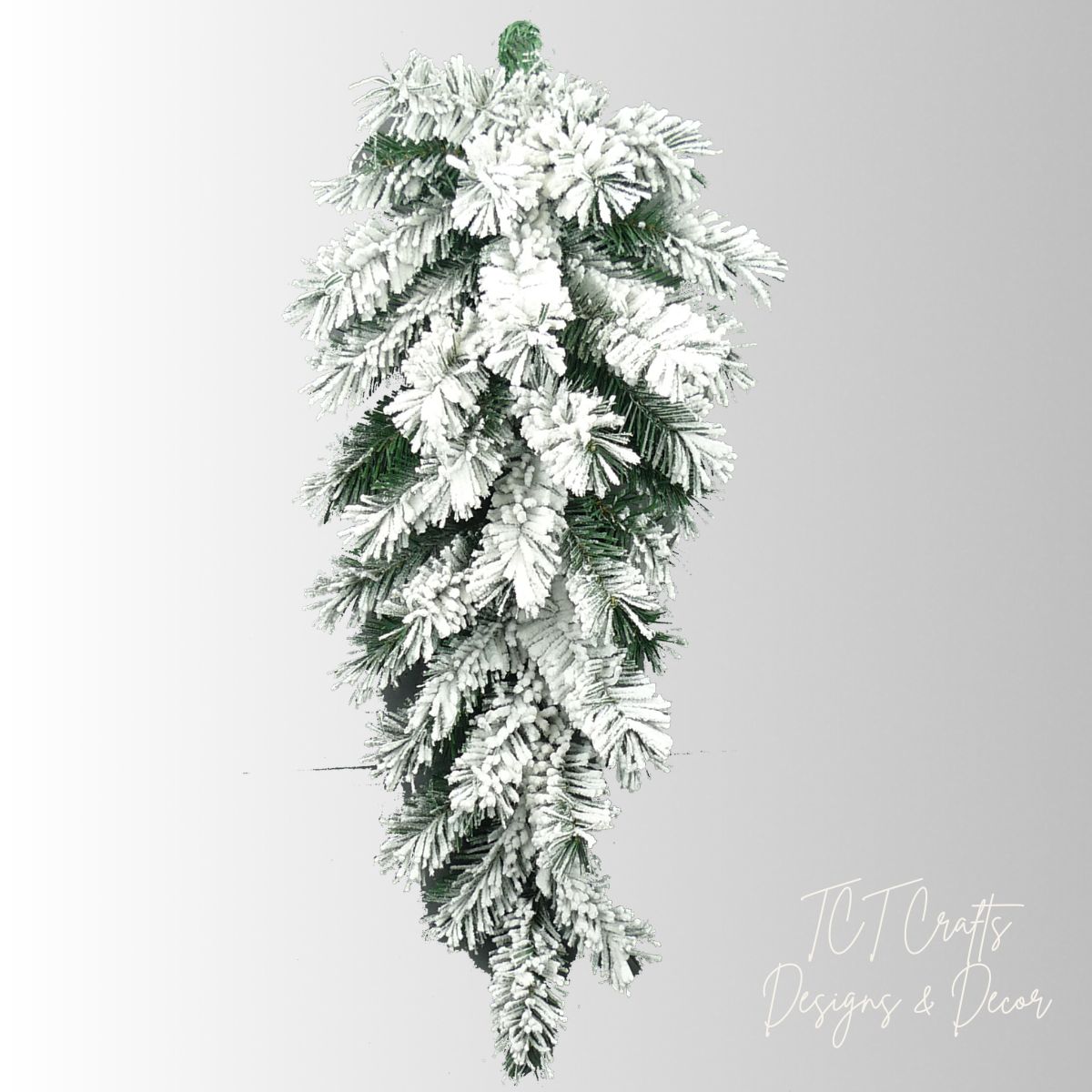 Kirkwood Pine Flocked Teardrop Swag Base — 30 Inch Christmas Swag Base - 83814TE30 Liberty Floral