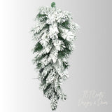 Kirkwood Pine Flocked Teardrop Swag Base — 30 Inch Christmas Swag Base - 83814TE30 Liberty Floral
