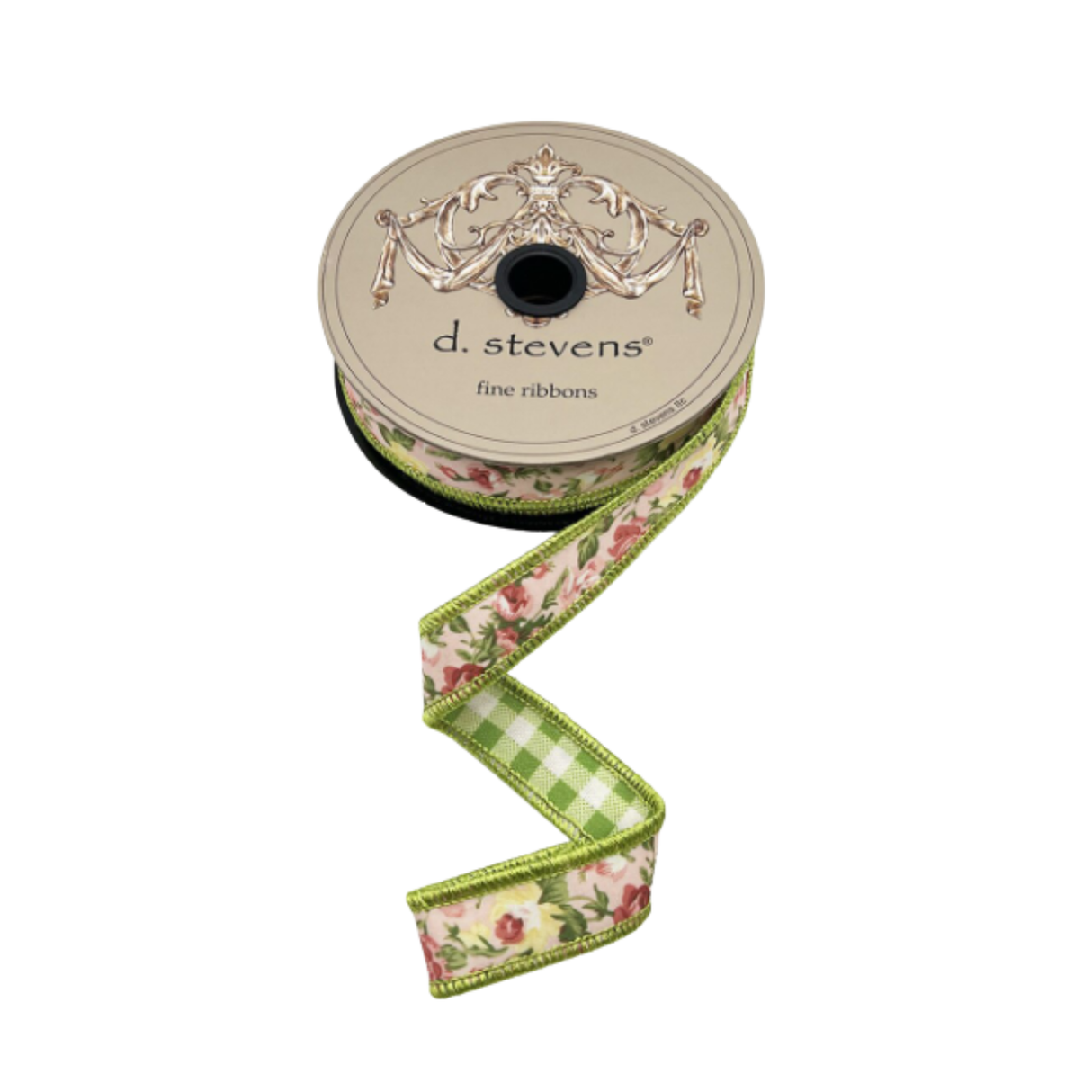 D. Stevens Mauve Rose Reversible Wired Ribbon | 1 Inch Floral Ribbon-18-4815 D.Stevens