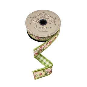 D. Stevens Mauve Rose Reversible Wired Ribbon | 1 Inch Floral Ribbon-18-4815 D.Stevens