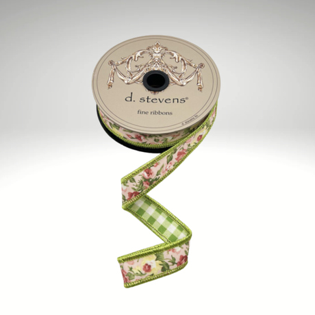 D. Stevens Mauve Rose Reversible Wired Ribbon | 1 Inch Floral Ribbon-18-4815 D.Stevens