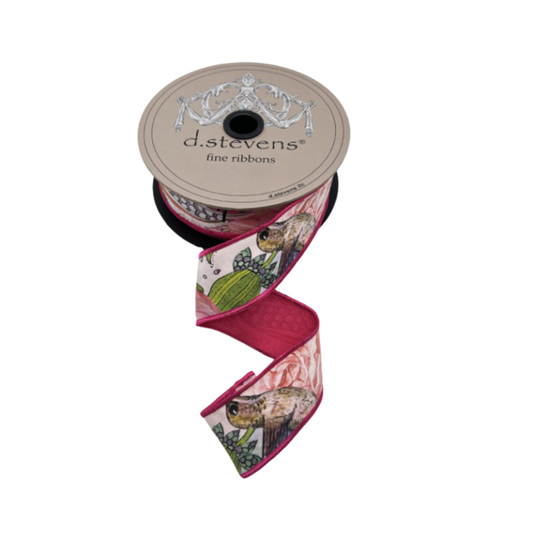 D. Stevens Collage Bird Butterfly Wired Ribbon | 1.5 Inch Taffeta Ribbon-45-0270 D.Stevens
