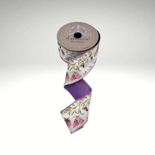 D. Stevens Spring Garden Butterfly Wired Ribbon | 2.5 Inch Taffeta Ribbon-45-0265 D.Stevens
