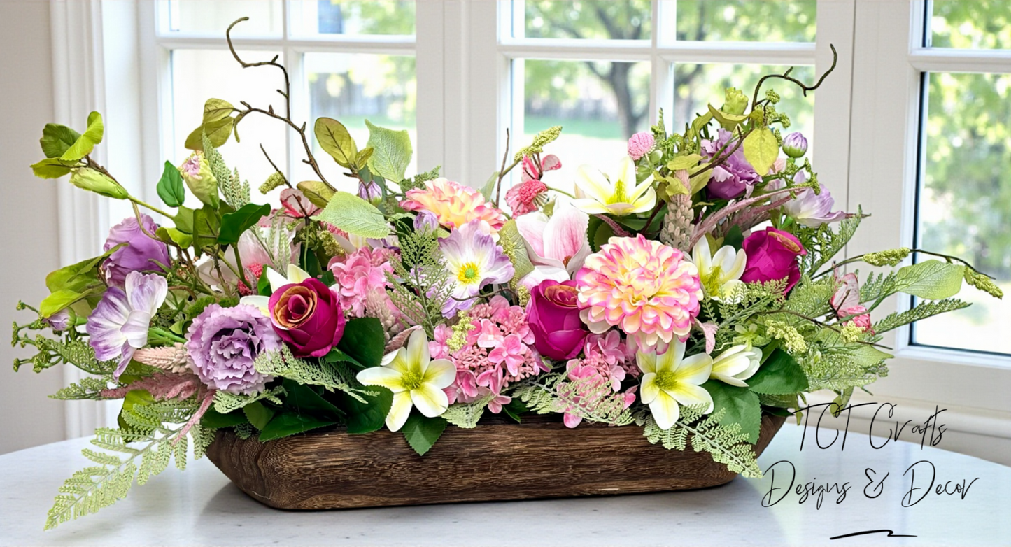 Large Spring Dough Bowl Centerpiece | Farmhouse Floral Arrangement TCT Crafts