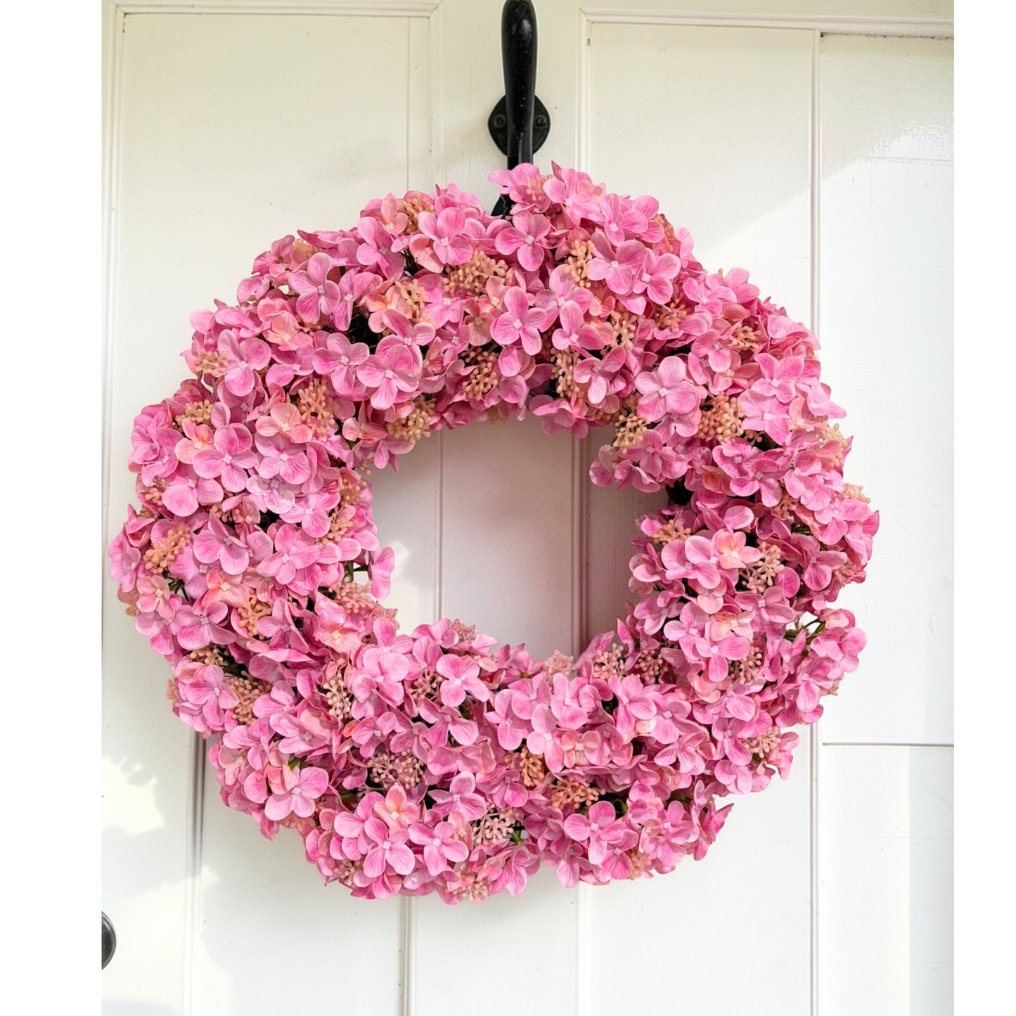 Real Touch Hydrangea Wreath Pink Spring Front Door Wreath TCT Crafts