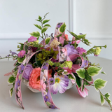Spring Dough Bowl Floral Arrangement – Pink & Lavender Centerpiece TCT Crafts