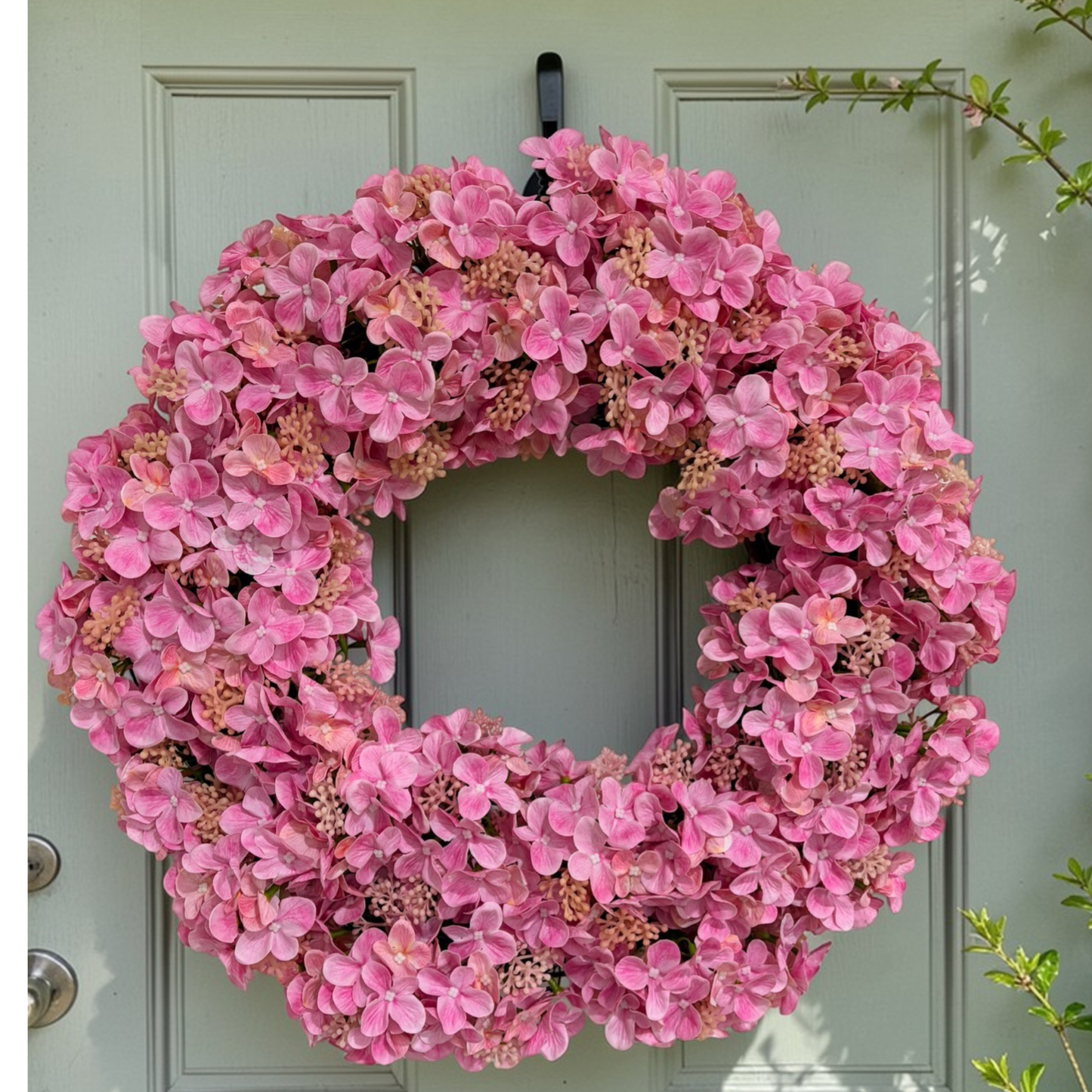 Real Touch Hydrangea Wreath Pink Spring Front Door Wreath TCT Crafts