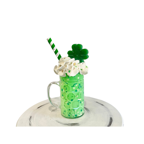 Small Green St. Patrick's Day Faux Milkshake - Handmade Decorative Piece - Ideal for Tiered Trays, Party Decorations, and Photography Props