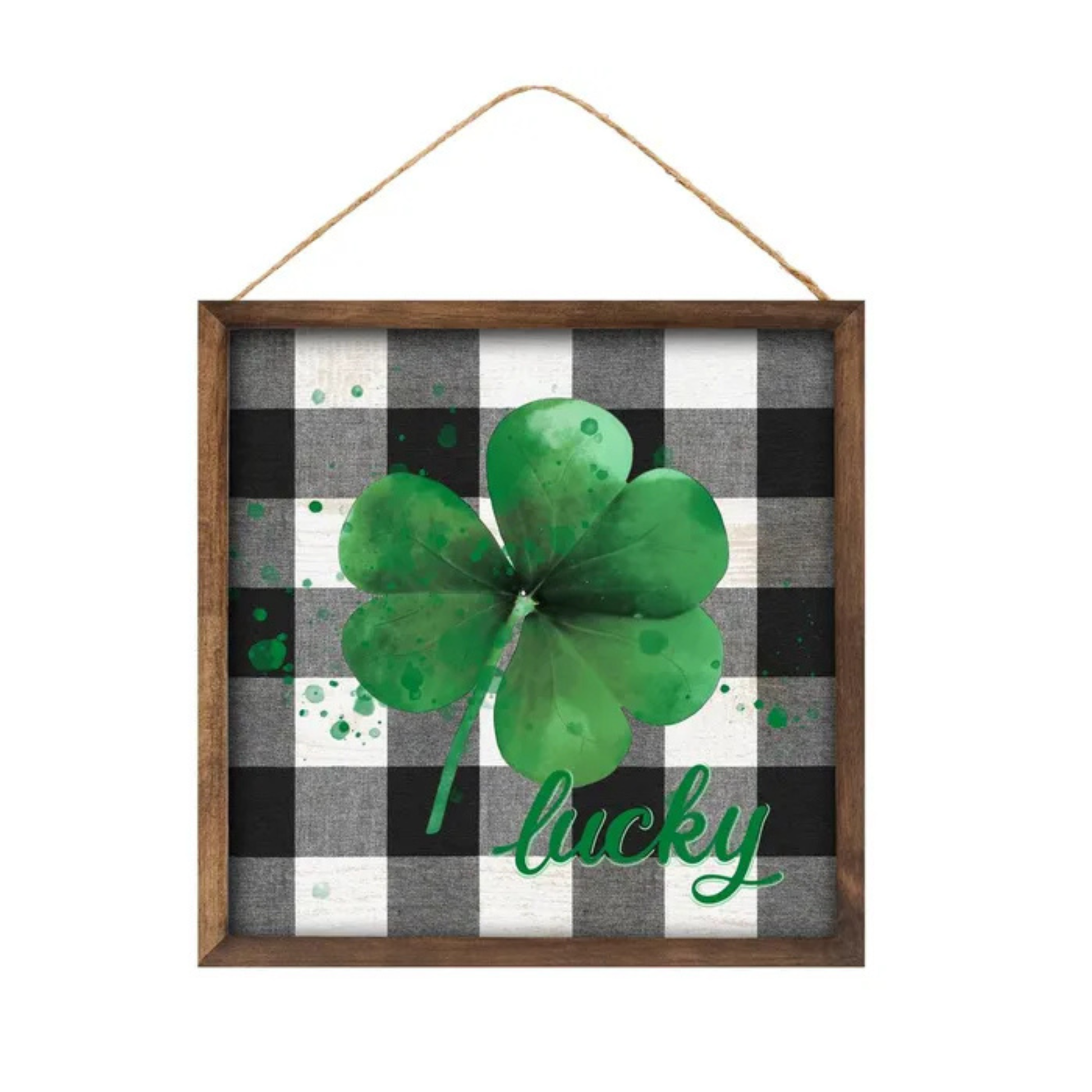 Lucky Shamrock Sign 10 Inch St Patrick’s Day Buffalo Check Decor-AP8741 Craig Bachman