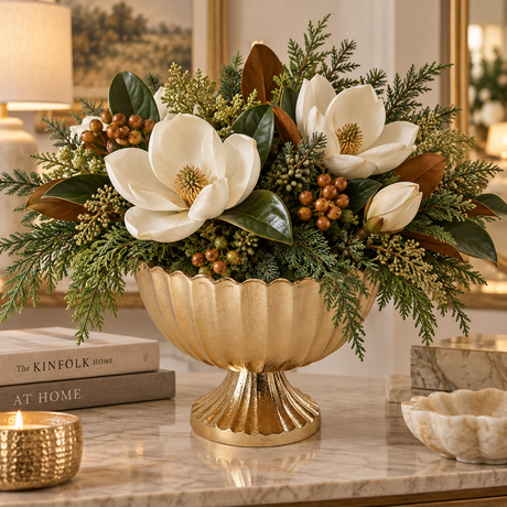 Gold Scallop Metal Compote 8.5"-73351-00 Pioneer Imports
