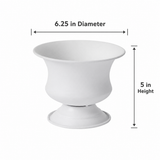 White Metal Urn Vase – 6.25"x5" Pedestal Floral Container for Wedding Centerpieces & Arrangements-72140.01 Pioneer Imports
