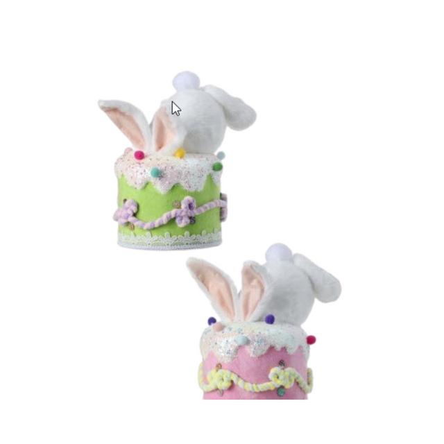 Set of 2 Furry Bunny Bottoms in Cake - 9.5" Styrofoam - White & Pastel Easter Decor - Foam Easter Wreath Attachments - MT26007 TCT Crafts