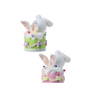 Set of 2 Furry Bunny Bottoms in Cake - 9.5" Styrofoam - White & Pastel Easter Decor - Foam Easter Wreath Attachments - MT26007