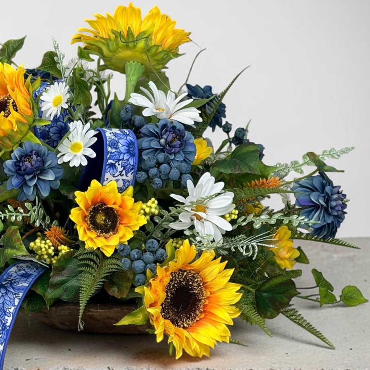 Sunflower Chinoiserie Floral Arrangement 22 Inch Decor TCT Crafts