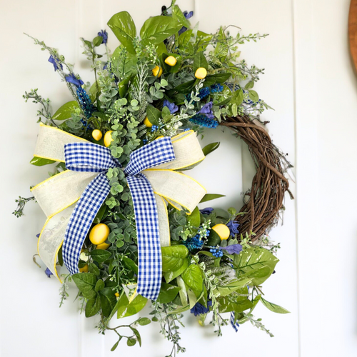 Blue & Yellow Lemon Summer Wreath-TCT1517