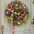 Summer Wildflower Wreath on Grapevine with Daisy Petunia Roses and Ribbon TCT Crafts