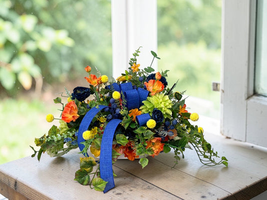 Summer Wildflower Arrangement Dough Bowl 26 Inch Centerpiece TCT Crafts