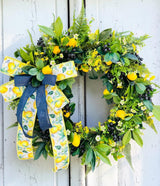 Summer Lemon and Blueberry Wreath – 26" Front Door Decor TCT Crafts