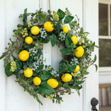 18 Inch Lemon Wreath for Storm Door Kitchen Cabinet and Summer Decor Sims Pottery