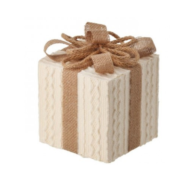 Sweater Gift Box Ornament | Burlap Trim Christmas Decor | 7" Ornament-MTX73563 Regency