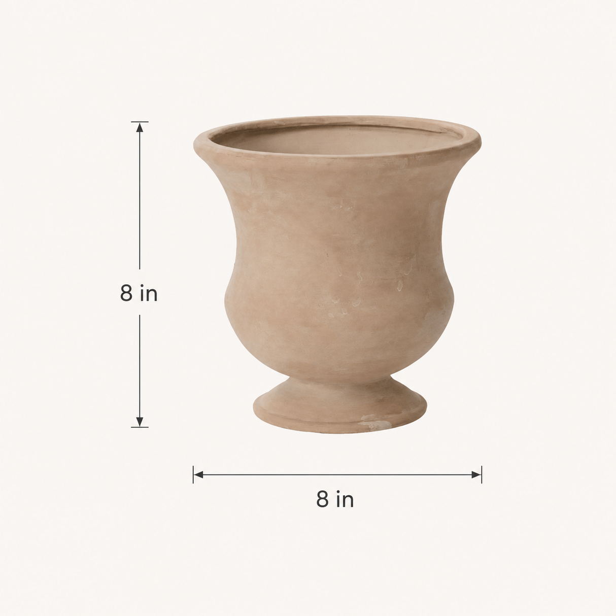 Tan Ceramic Pedestal Urn — 8 Inch Neutral Floral Container-76831-08 Pioneer Imports