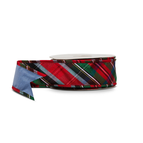 Tartan Plaid Christmas Wired Ribbon 2.5"-R4627833 RAZ Imports