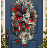 Tartan Plaid Ice Skate Swag | Red Blue Christmas Door Decor | 34"Lx18"Wx13"D-2205 TCT Crafts Designs & Decor