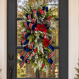 Deluxe Tartan Plaid Holiday Swag | Farrisilk Ribbon Red Blue | 42"Lx24"W-2202 TCT Crafts Designs & Decor