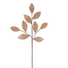 Taupe Velvet Glitter Magnolia Leaf Spray | Luxe Christmas Stem | 27" x 9 Leaves-XS258631 Craig Bachman