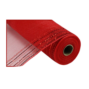10.25"x10yd Tinsel Foil Wide Border Mesh - Red - Premium Wreath Supplies -RY850724