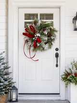 Classic Christmas Grapevine Wreath | Red Velvet Ribbon Winter Door Wreath TCT Crafts