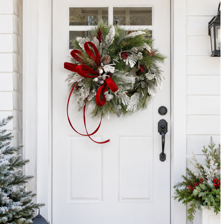 Classic Christmas Grapevine Wreath | Red Velvet Ribbon Winter Door Wreath TCT Crafts