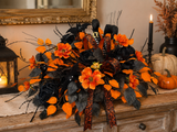 Halloween Witch Legs Centerpiece — 27 Inch Orange Black Bat Rose Arrangement TCT Crafts