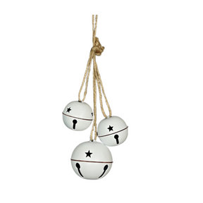 White Metal Jingle Bell Cluster with Rope – Rustic Farmhouse Christmas Door Hanger Impressive Enterprises, Inc.