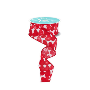 Valentine Heart Ribbon 1.5 Inch x 10 Yard White Red Wired Edge Ribbon-RGF114527 Craig Bachman