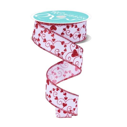 1.5"x10yd Red Glitter Heart Wired Ribbon – Valentine’s Day Craft & Bow Ribbon-RGF175027 Craig Bachman