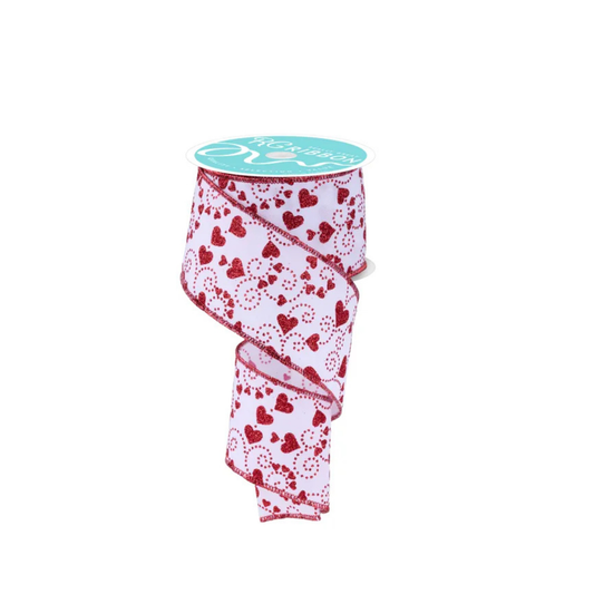 2.5"x10yd Red Glitter Heart Wired Ribbon – Valentine’s Day Craft & Bow Ribbon-RGF175127 Craig Bachman