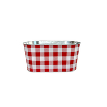 Load image into Gallery viewer, 10.25&quot;x5.25&quot;W Galvanized Metal Check Planter - Red/White Check - TCT Crafts - KE216774