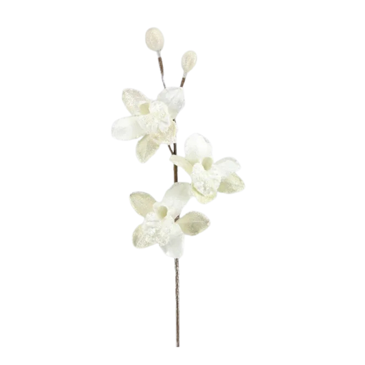 22” Pearl Velvet Beaded Orchid Stem – Elegant Faux Floral for Holiday or Wedding Decor-XS707366 Craig Bachman