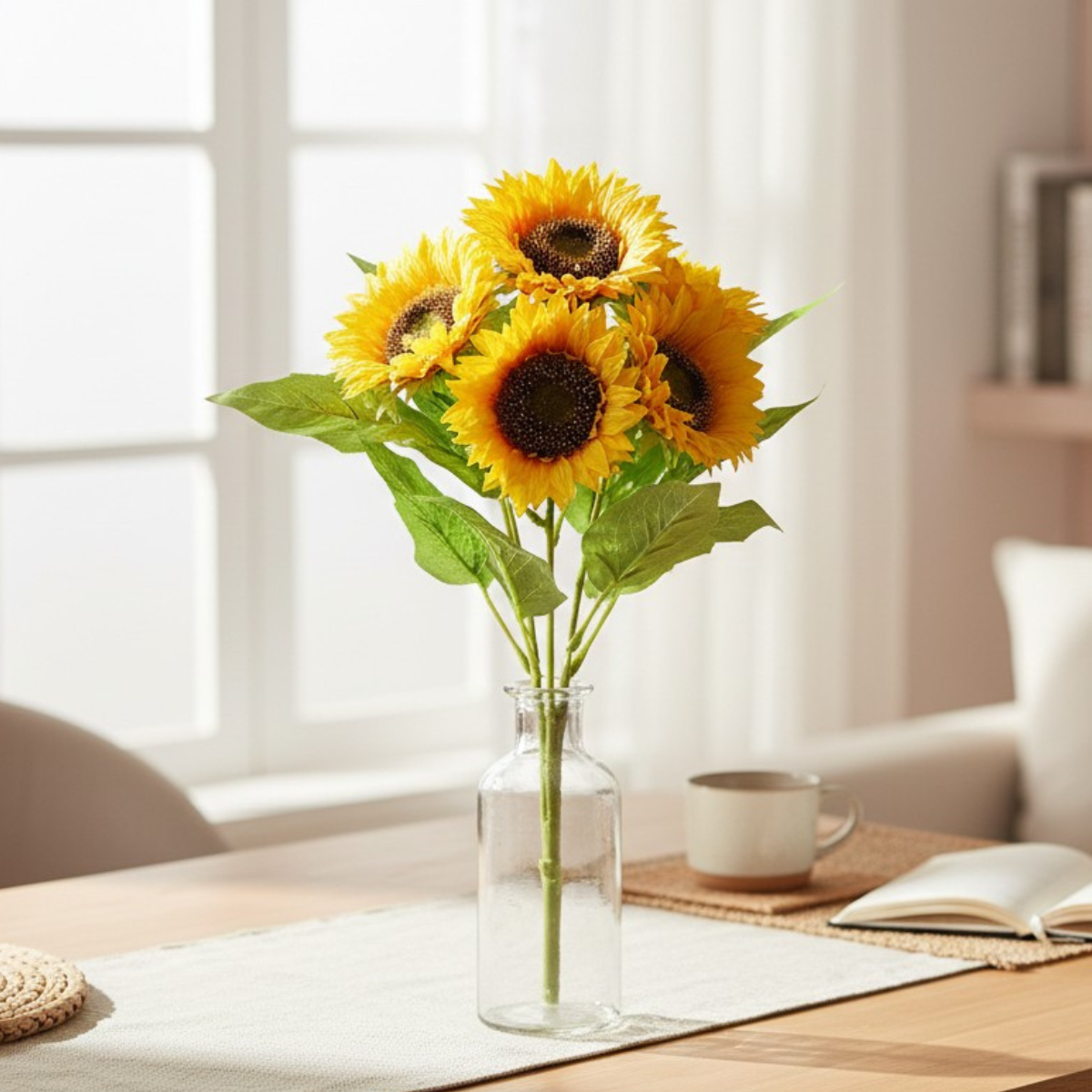 Velvet Sunflower Bush Yellow Artificial Flowers 7 Inch-FN175129 Craig Bachman