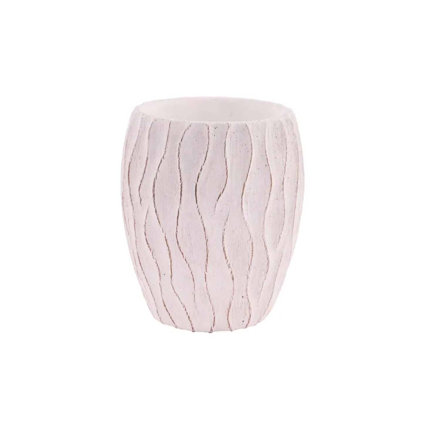 White Textured Wavy-Line Cement Planter 6.5"-MX111827 Craig Bachman