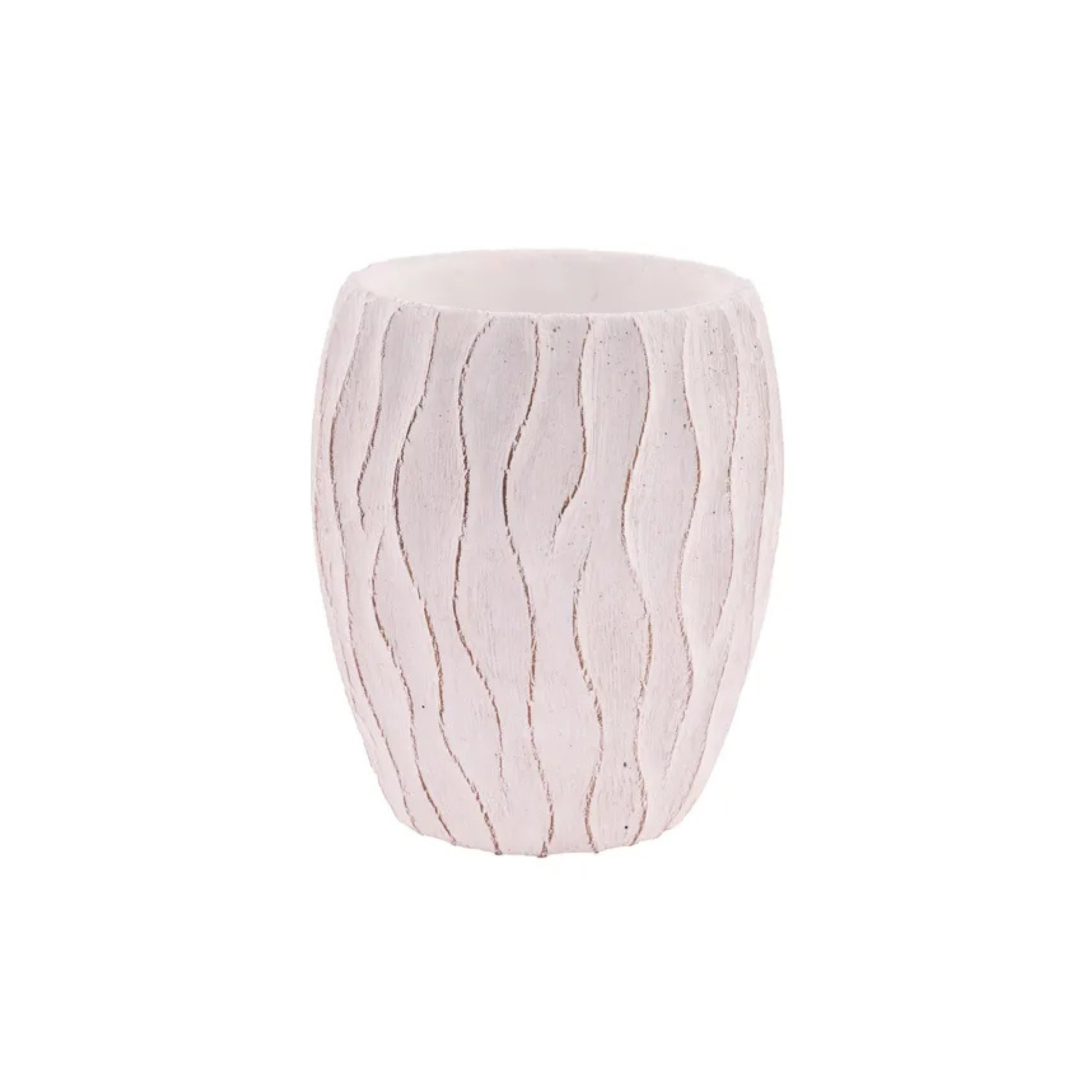 White Textured Wavy-Line Cement Planter 6.5"-MX111827 Craig Bachman