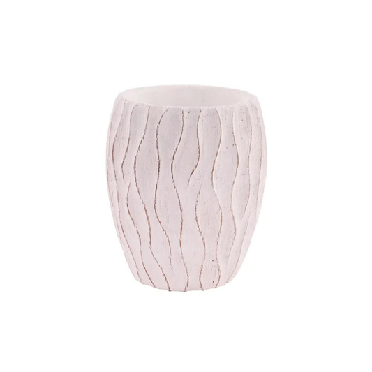 White Textured Wavy-Line Cement Planter 6.5"-MX111827 Craig Bachman
