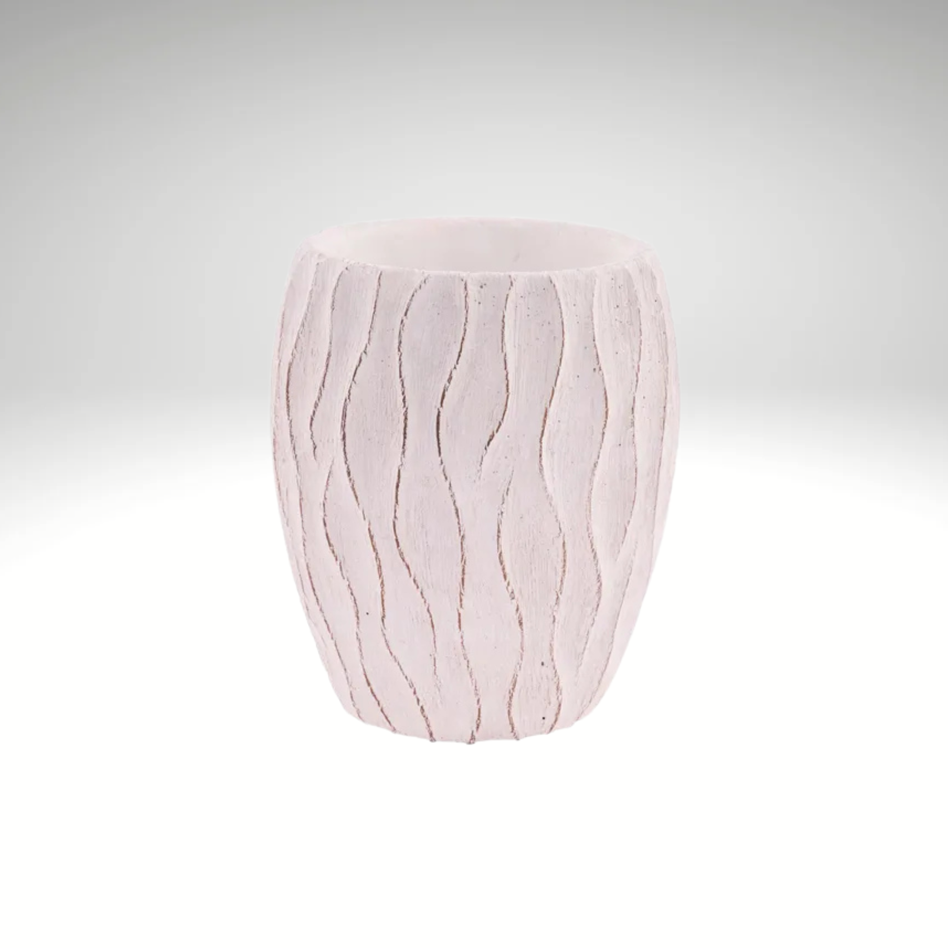 White Textured Wavy-Line Cement Planter 6.5"-MX111827 Craig Bachman